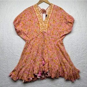 Aakaa Pink and Gold Patterned Dress